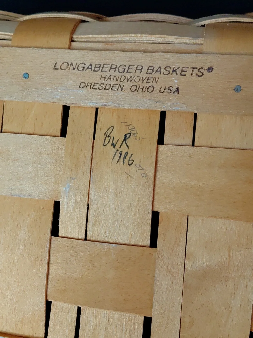 Vintage 1996 Large Longaberger Market Basket